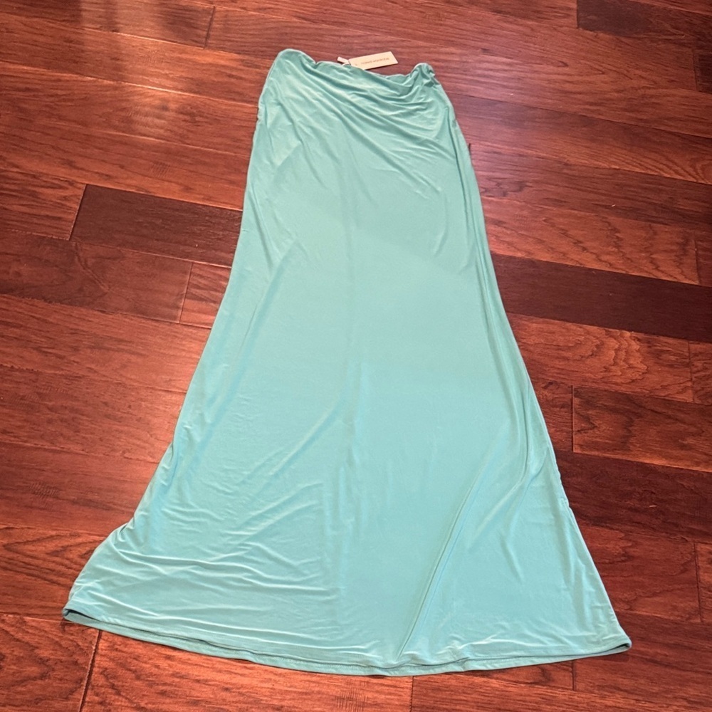 Naked Wardrobe Turquoise Long Skirt with Ring Detail - Picture 4 of 5